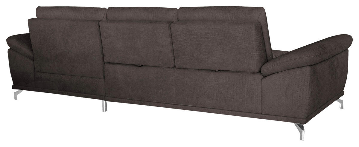 ECKSOFA Dunkelbraun Flachgewebe Sitztiefenverstellung  - Dunkelbraun/Silberfarben, KONVENTIONELL, Textil/Metall (301/176cm) - Sit & More