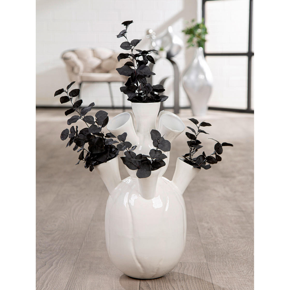 BODENVASE  - Weiss, Basics, Metall (28,5/49cm)