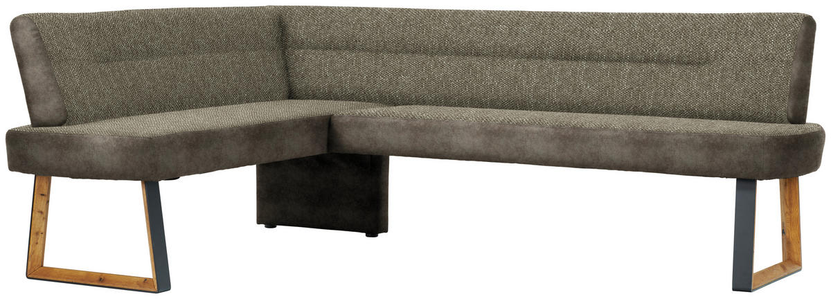 ECKBANK 173/215 cm  in Braun, Eichefarben  - Eichefarben/Schwarz, KONVENTIONELL, Holz/Textil (173/215cm) - Voleo