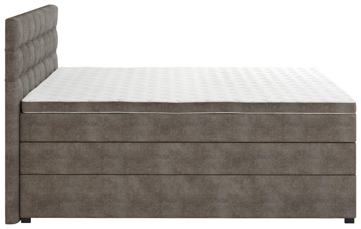 BOXSPRINGBETT 120/200 cm,  in Dunkelgrau, Matratze, Bettkasten, Topper, H3 = fest  - Dunkelgrau/Schwarz, KONVENTIONELL, Kunststoff/Textil (120/200cm) - Boxxx