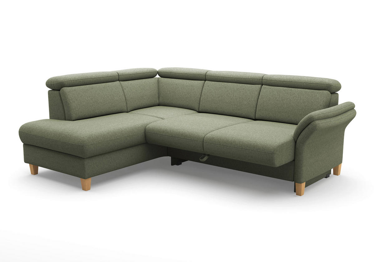ECKSOFA GLENDALE E Olivgrün Flachgewebe  - Eichefarben/Olivgrün, KONVENTIONELL, Holz/Textil (193/247cm) - Sit & More