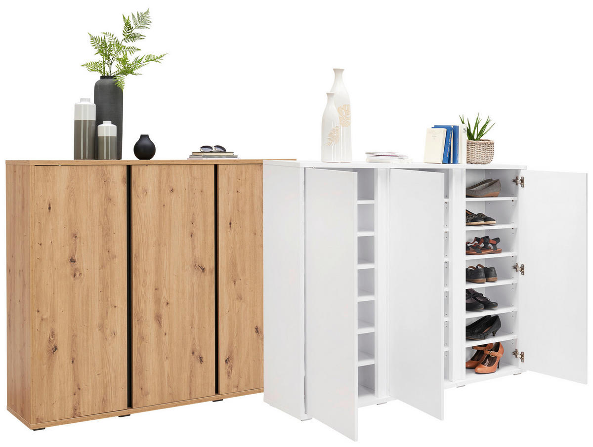 SKOSKÅP  i 145/120/34 cm  - vit, Klassisk, trämaterial (145/120/34cm) - Xora