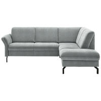 ECKSOFA in Flachgewebe Hellgrau  - Hellgrau/Schwarz, Konventionell, Textil/Metall (241/190cm) - Beldomo Comfort