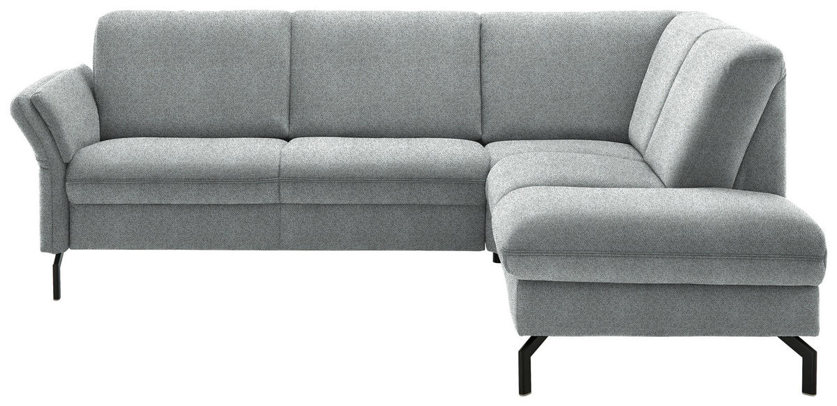 ECKSOFA in Flachgewebe Hellgrau  - Hellgrau/Schwarz, Konventionell, Textil/Metall (241/190cm) - Beldomo Comfort