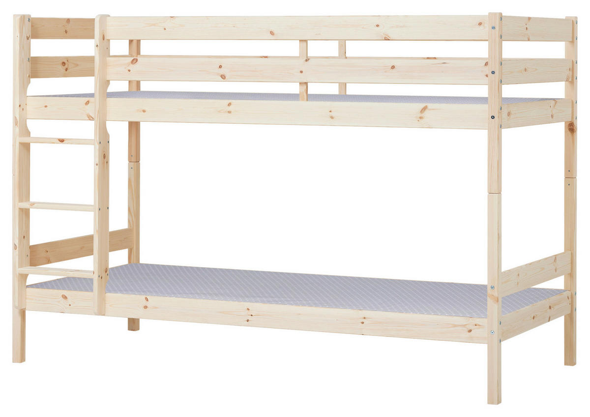 ETAGENBETT 90/200 cm,  in Naturfarben, Leiter, Matratze, Rollrost  - Weiß/Naturfarben, MODERN, Holz/Kunststoff (90/200cm) - MID.YOU