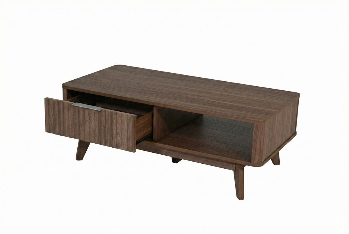COUCHTISCH in Holzwerkstoff 110/55/44 cm  - Silberfarben/Walnussfarben, MODERN, Holzwerkstoff/Metall (110/55/44cm) - MID.YOU