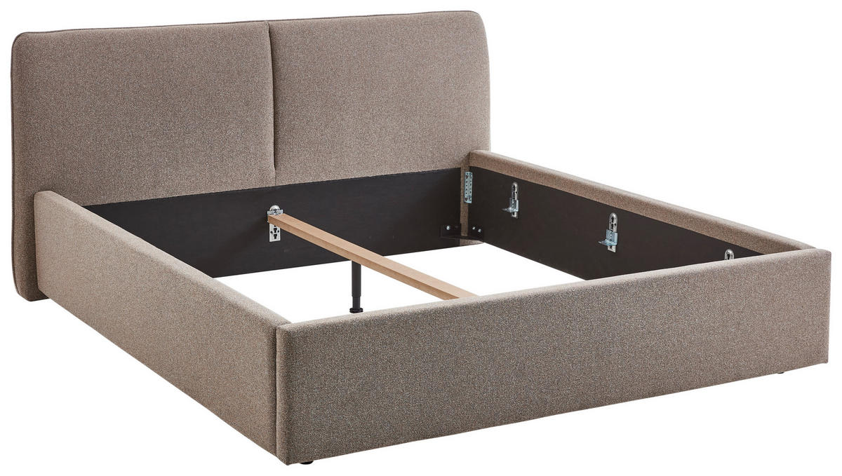 POLSTERBETT 160/200 cm,  in Braun,  - Schwarz/Braun, Design, Holz/Textil (160/200cm) - Stylife