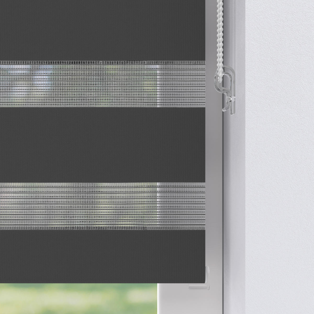 DOPPELROLLO  halbtransparent  60/150 cm    - Grau, Basics, Textil (60/150cm)