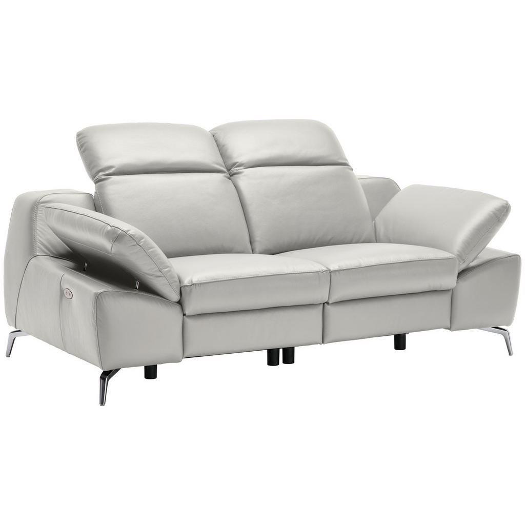Thumbnail - Celina Home 2-Sitzer-Sofa, Greige, Leder, Echtleder, Rindleder, Spaltleder, 194x83-99x110 cm, Made in EU, Fußauswahl, Le...