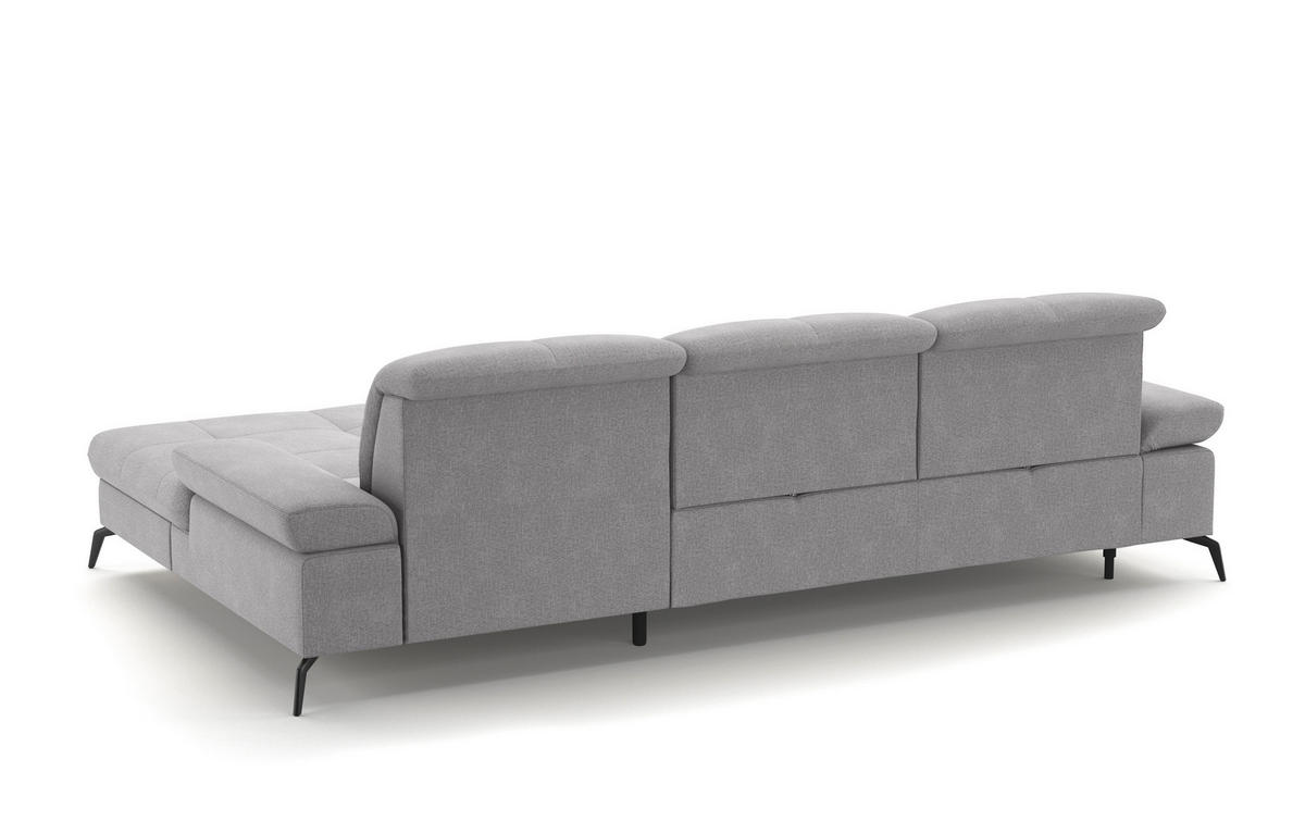 ECKSOFA in Flachgewebe Hellgrau  - Hellgrau/Schwarz, Konventionell, Textil/Metall (279/185cm) - Sit & More