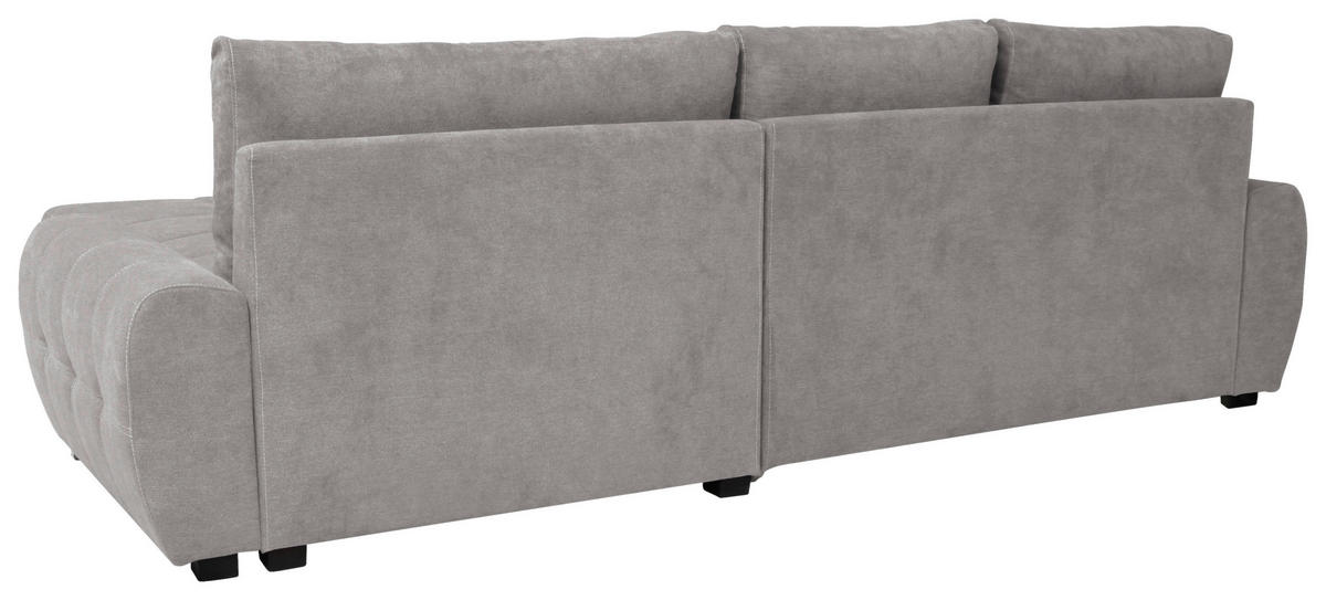 ECKSCHLAFSOFA Velours Fango  inkl. Bettkasten, Schlaffunktion  - Chromfarben/Fango, Design, Kunststoff/Textil (277/175cm) - Livetastic