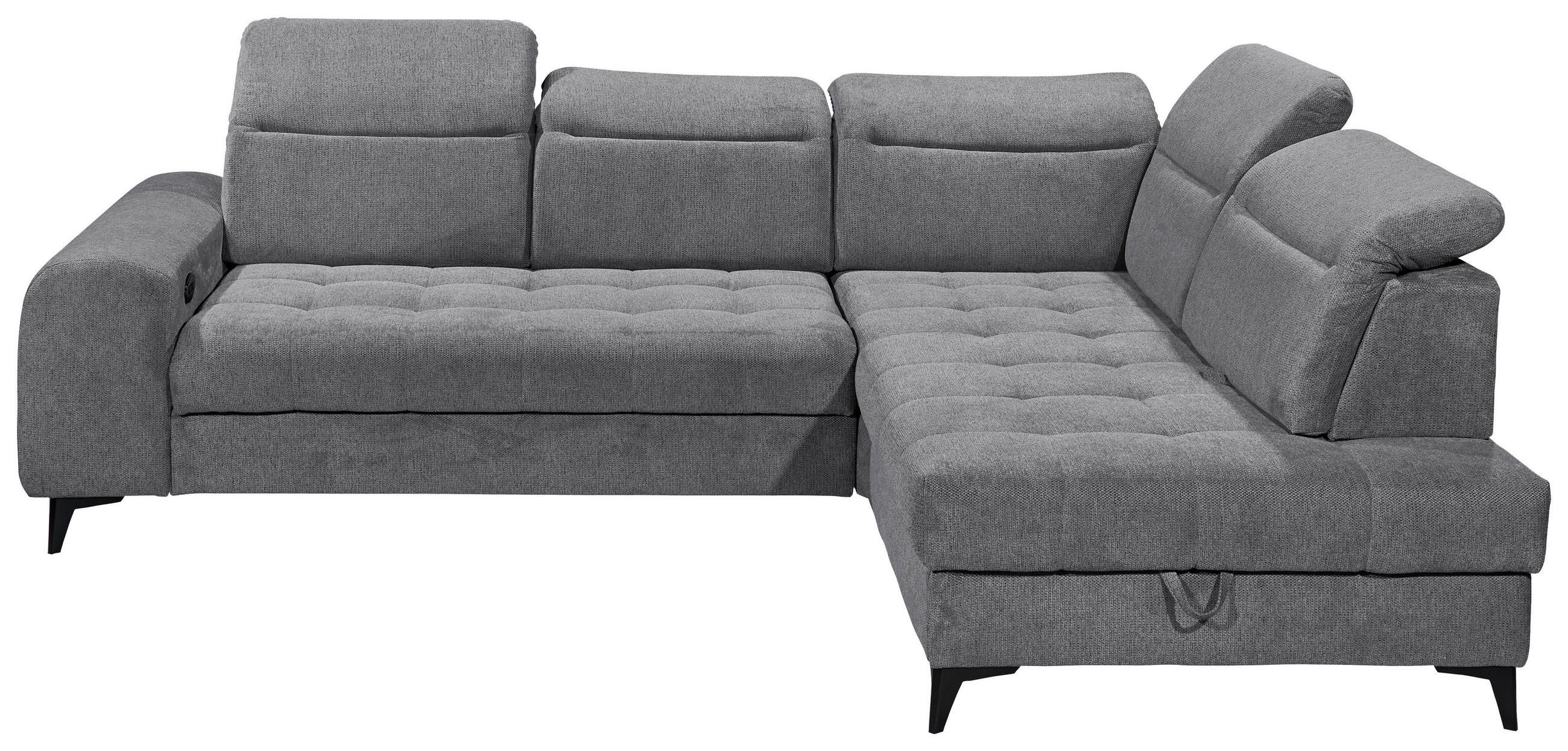 ECKSOFA Anthrazit Webstoff  - Anthrazit/Schwarz, KONVENTIONELL, Kunststoff/Textil (282/200cm) - MID.YOU