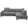 ECKSOFA in Webstoff Anthrazit  - Anthrazit/Schwarz, Konventionell, Kunststoff/Textil (282/200cm) - MID.YOU