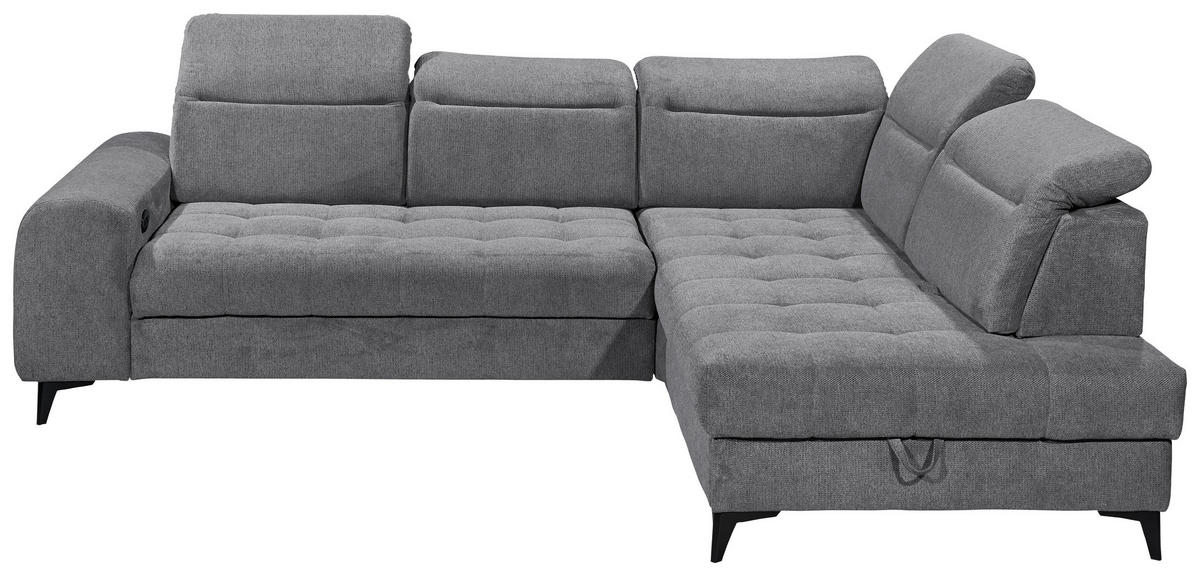ECKSOFA in Webstoff Anthrazit  - Anthrazit/Schwarz, Konventionell, Kunststoff/Textil (282/200cm) - MID.YOU