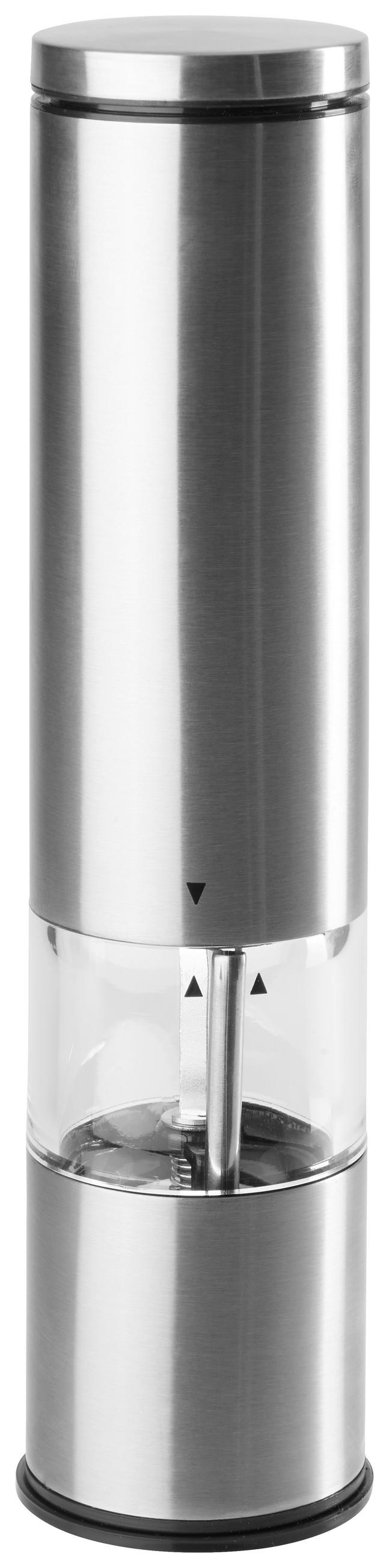 ELEKTRICKÁ SOĽNIČKA/KORENIČKA - číra/strieborná, Basics, kov/plast (5,2/22cm) - Homeware Profession.