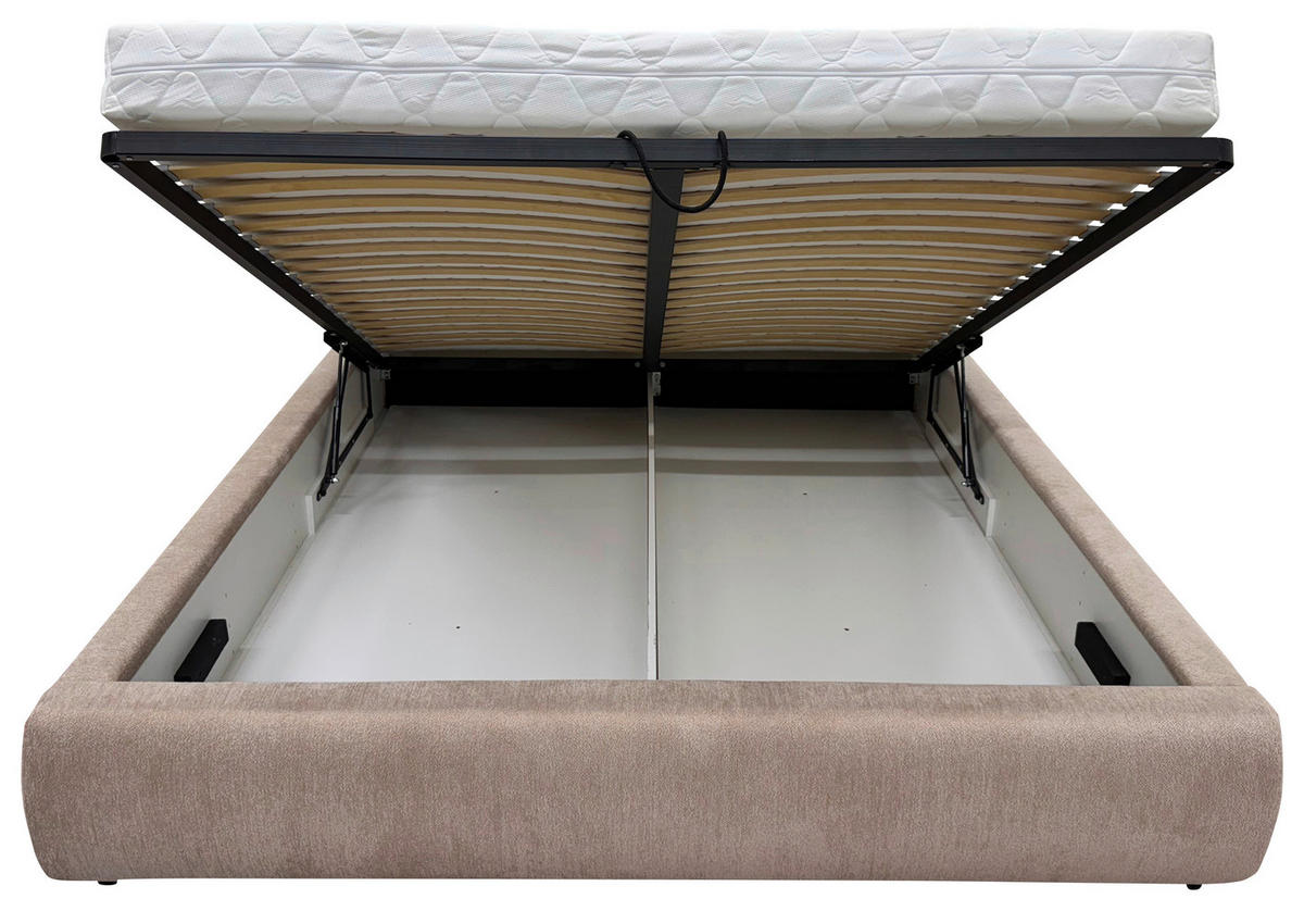 POLSTERBETT Bettkasten, Lattenrost Beige 140/200 cm  - Eichefarben/Beige, MODERN, Holz/Textil (140/200cm) - Livetastic