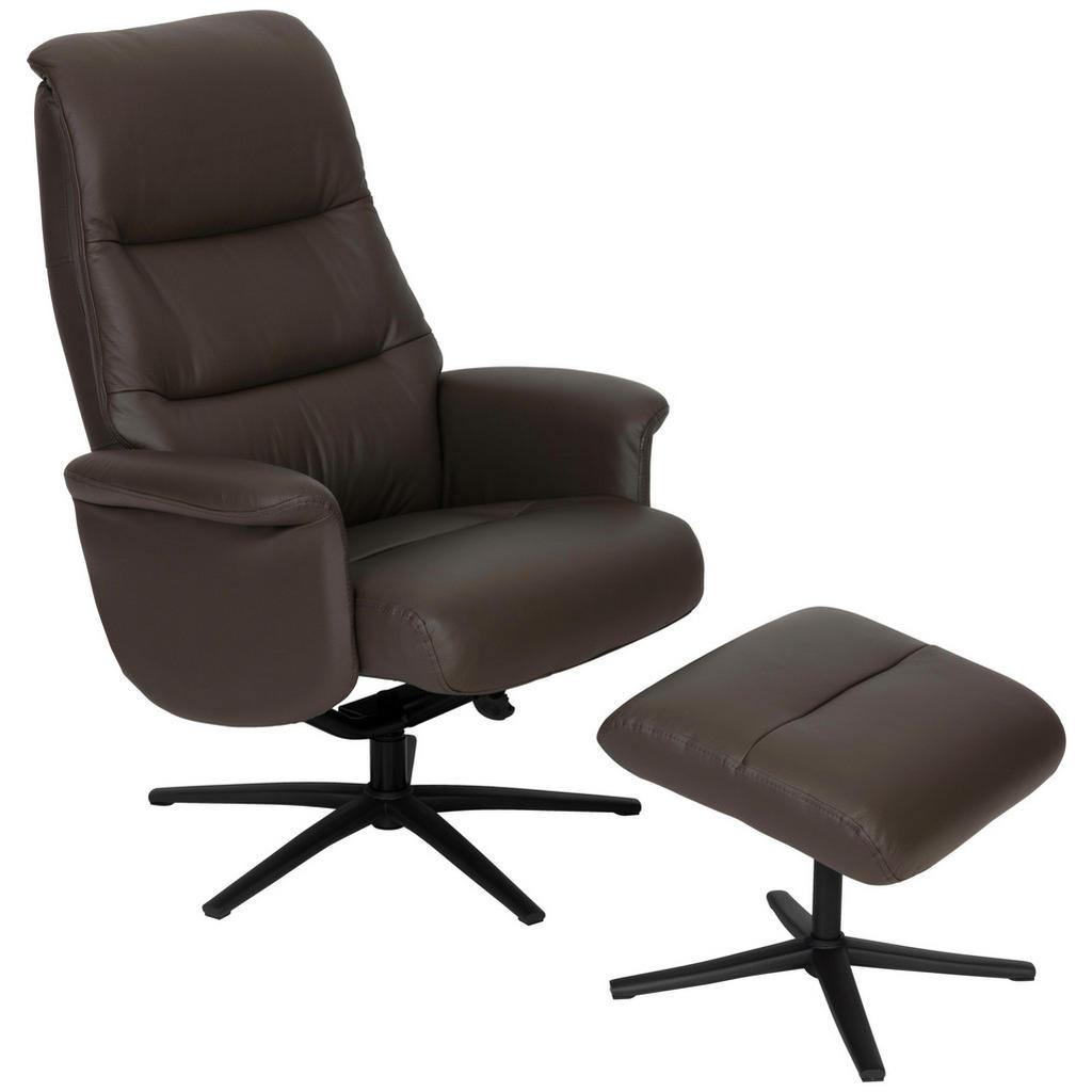 Thumbnail - Livetastic Relaxsesselset Reach, Braun, Metall, Textil, Leder, Echtleder, Büffelleder, 76x107x79 cm, Relaxfunktion, Wohn...