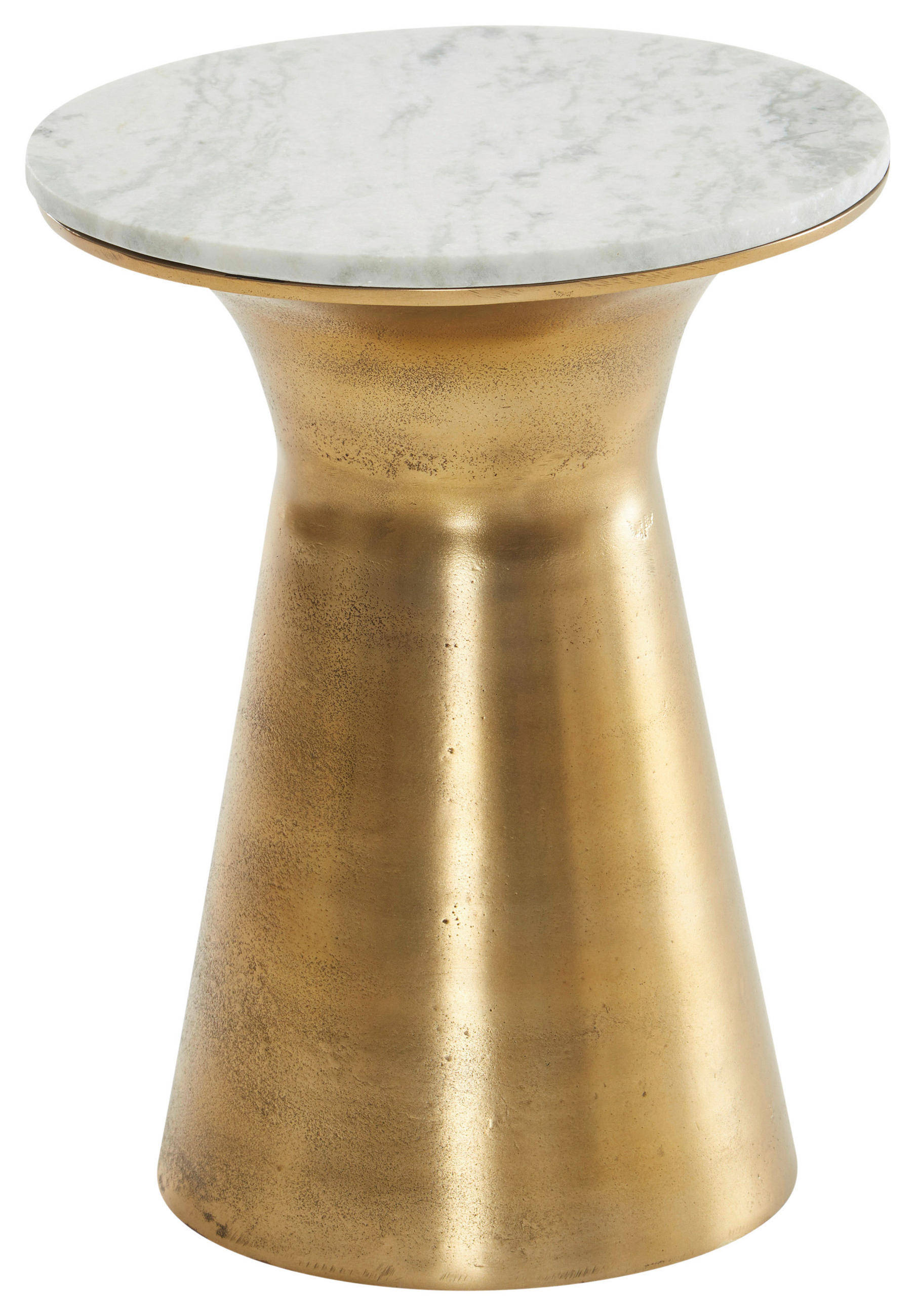 BEISTELLTISCH in Stein  - Goldfarben/Weiß, Design, Stein/Metall (35/45cm) - MID.YOU