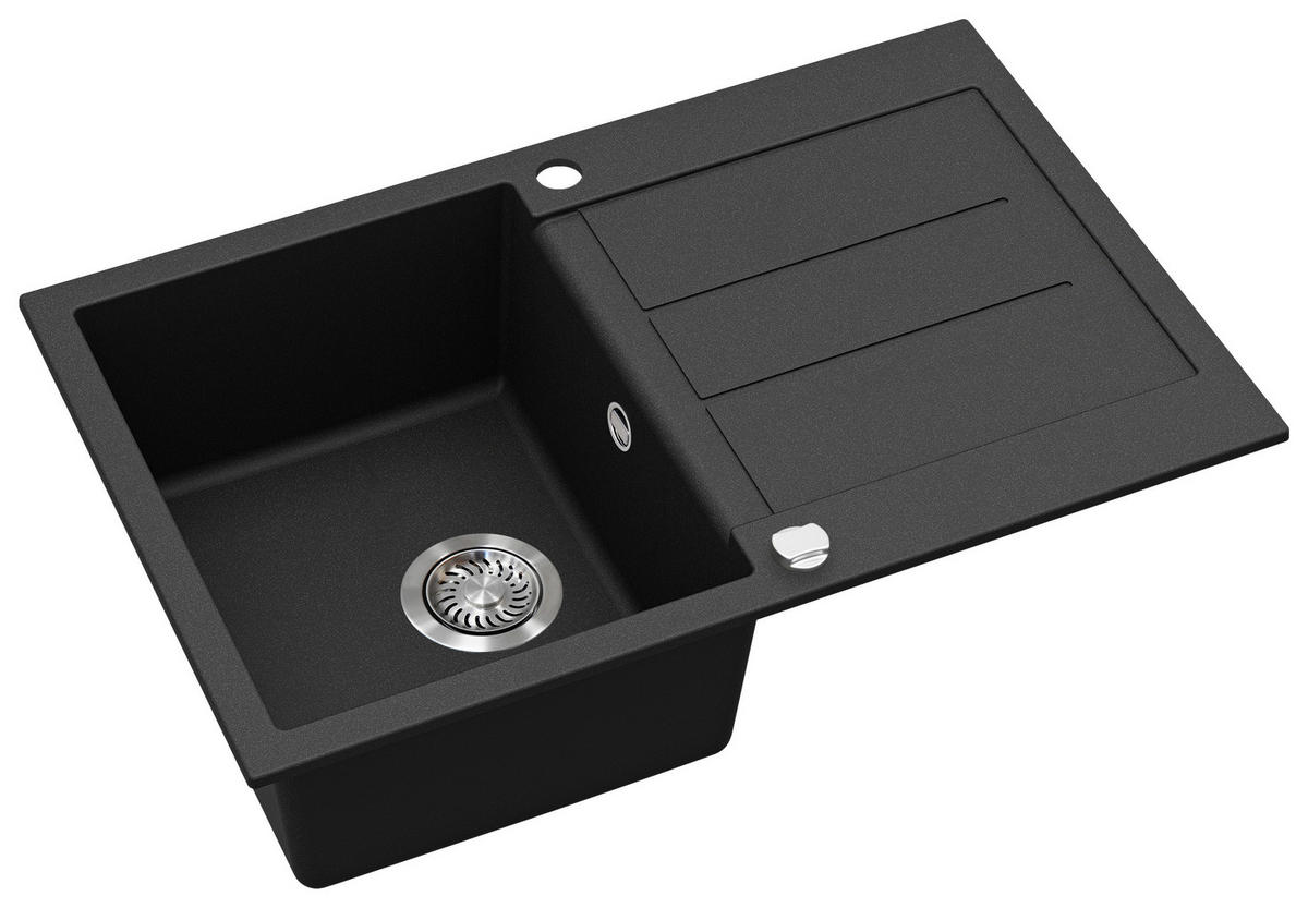 SPÜLE MILA101BL  - Schwarz, Basics, Stein (78/20/50cm) - Visiona