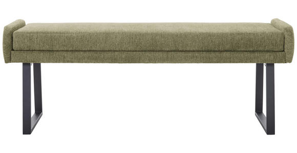 HOCKERBANK 160/49/49 cm Webstoff Grün, Schwarz - Schwarz/Grün, Design, Textil/Metall (160/49/49cm) - Novel