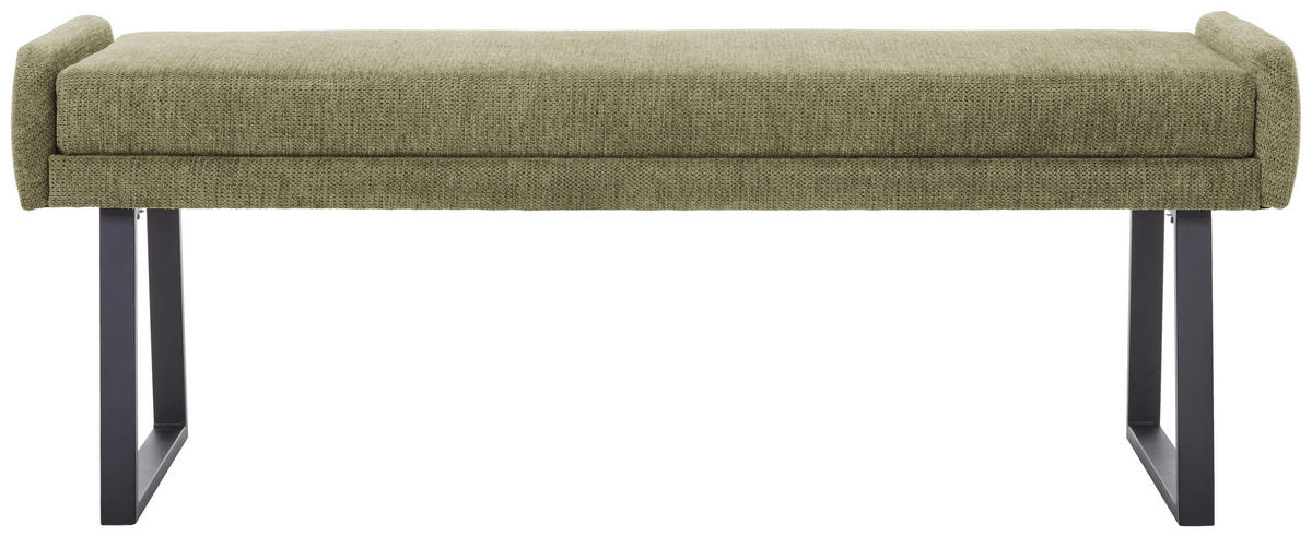 HOCKERBANK 140/51/49 cm Webstoff Grün, Schwarz  - Schwarz/Grün, Design, Textil/Metall (140/51/49cm) - Novel