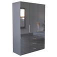 KLEIDERSCHRANK  in Anthrazit, Anthrazit Hochglanz  - Anthrazit/Anthrazit Hochglanz, KONVENTIONELL, Holzwerkstoff/Metall (147/219/59cm) - Carryhome