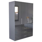 KLEIDERSCHRANK  in Anthrazit, Anthrazit Hochglanz  - Anthrazit/Anthrazit Hochglanz, KONVENTIONELL, Holzwerkstoff/Metall (147/219/59cm) - Carryhome