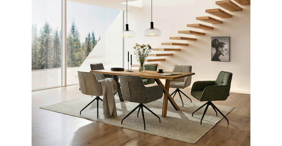 ESSTISCH in Holz, Metall 200/100/76 cm  - Eichefarben/Schwarz, Natur, Holz/Metall (200/100/76cm) - Linea Natura