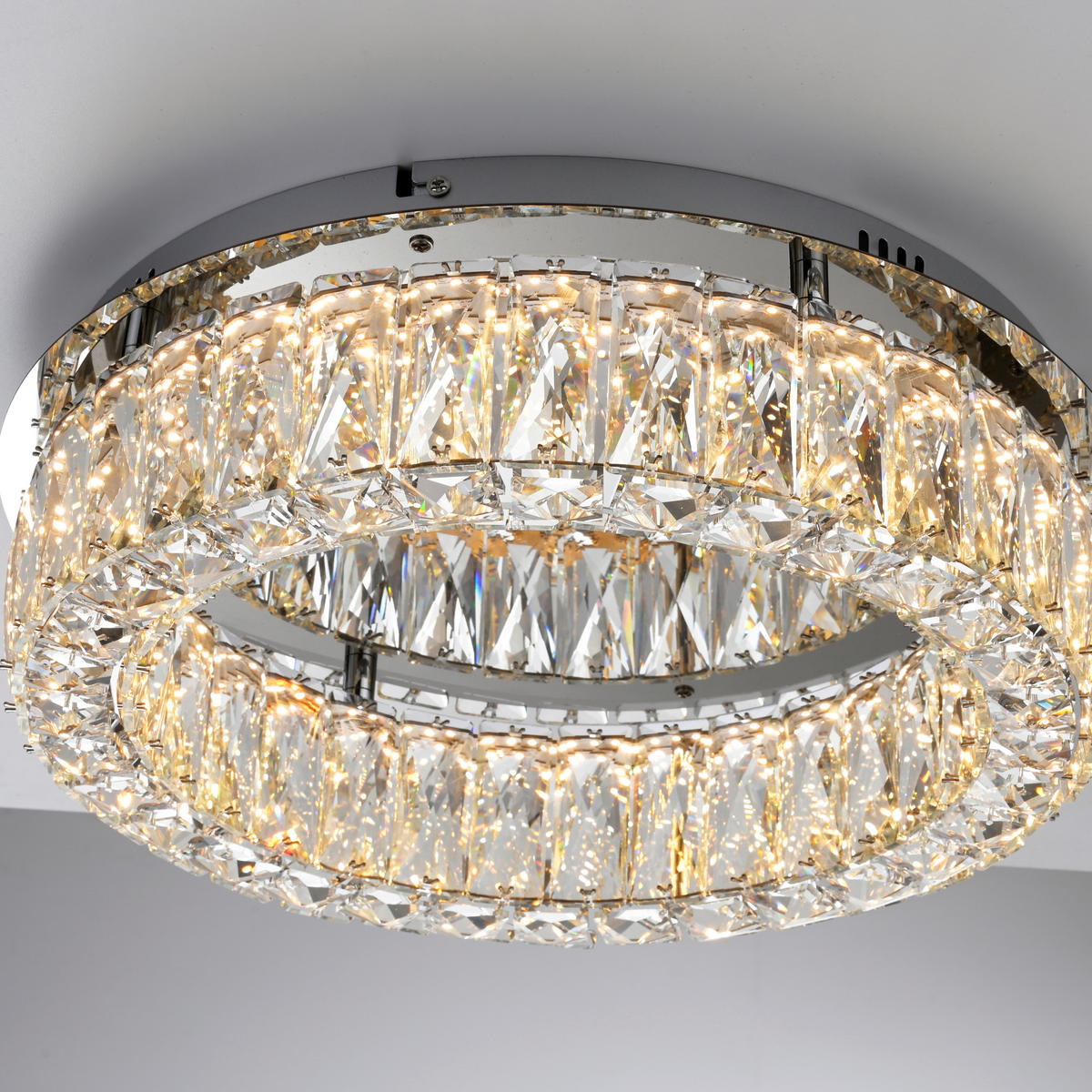 LED PLAFONJERA - boja hroma, Dizajnerski, staklo/metal (40/40/12,1cm)