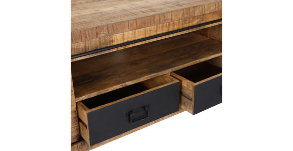 LOWBOARD  in 200/50/45 cm  - Schwarz/Braun, LIFESTYLE, Holz/Metall (200/50/45cm) - Landscape