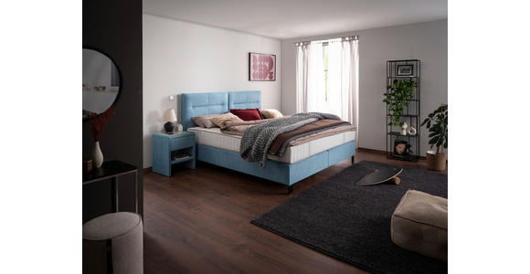 BOXSPRINGBETT 200/220 cm  in Pastellblau  - Pastellblau/Schwarz, KONVENTIONELL, Textil/Metall (200/220cm) - Esposa