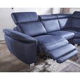 ECKSOFA in Flachgewebe, Mikrofaser Dunkelblau 239/271 cm - Beige/Alufarben, Design, Textil/Metall (239/271cm) - Cantus