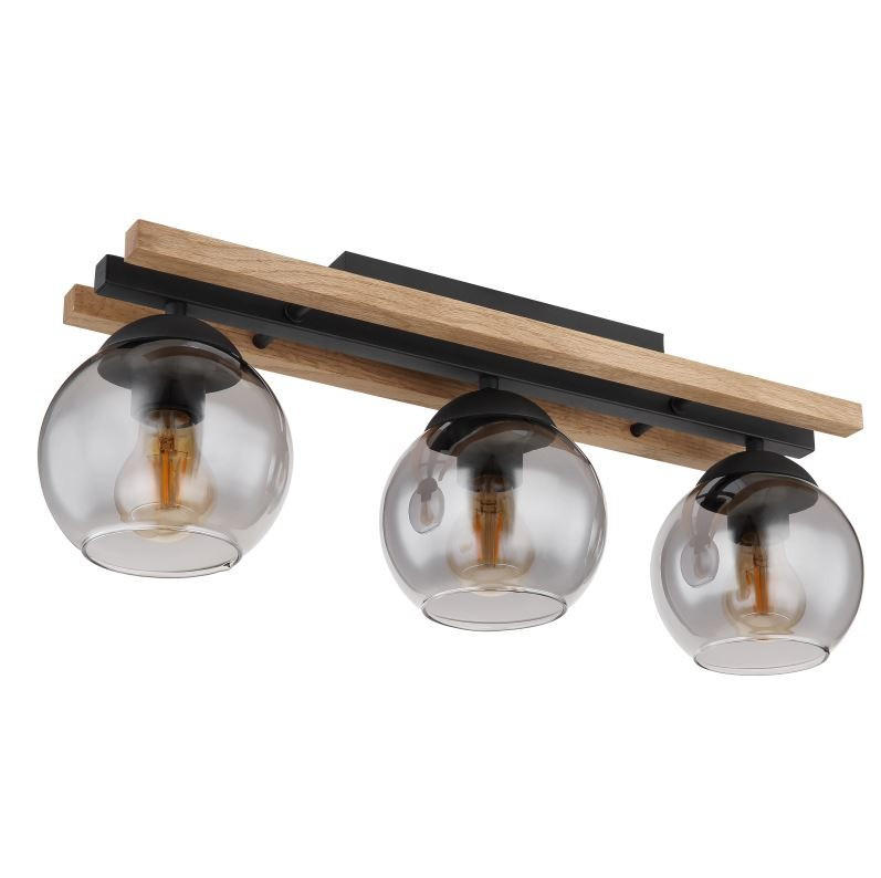 TAKLAMPA 60/15/20,5 cm  - svart/mörkbrun, Natur, metall/trä (60/15/20,5cm) - Globo