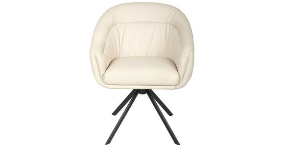 ARMLEHNSTUHL  in Eisen Echtleder pigmentiert  - Beige/Schwarz, Design, Leder/Holz (62/82/64cm) - Belluti