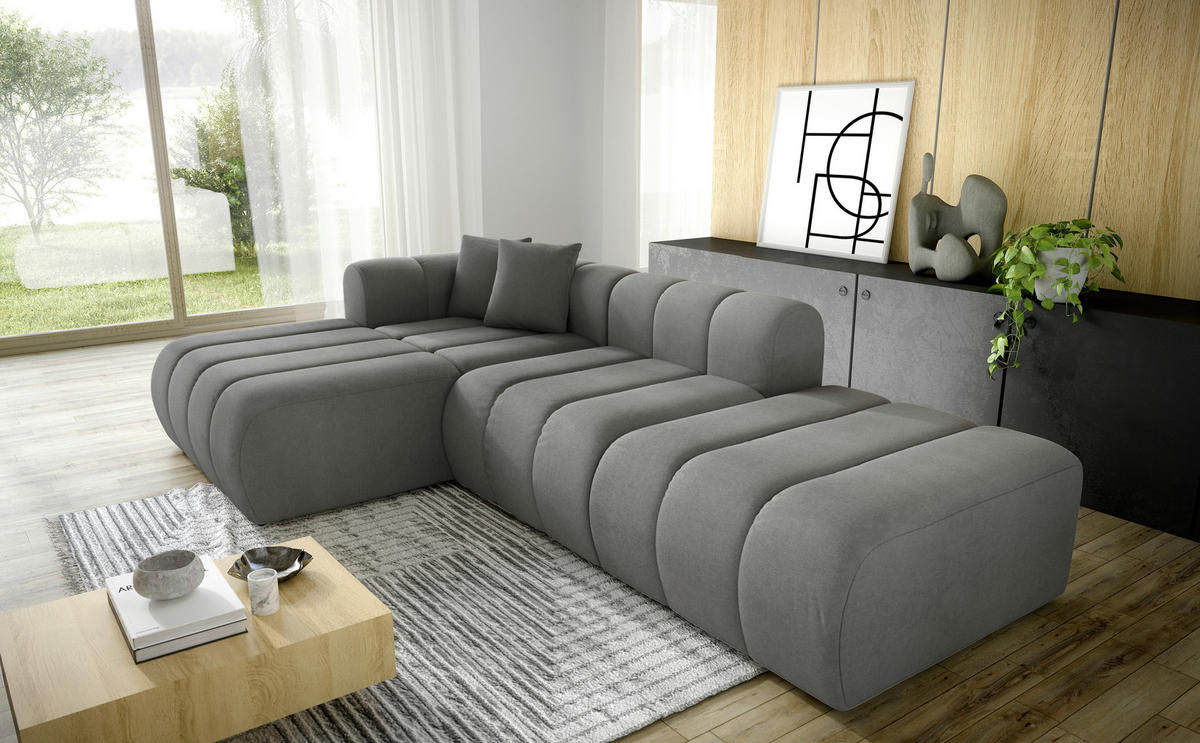 ECKSOFA  in Webstoff Graphitfarben  178/289 cm  - Schwarz/Graphitfarben, LIFESTYLE, Kunststoff/Textil (178/289cm) - Milino