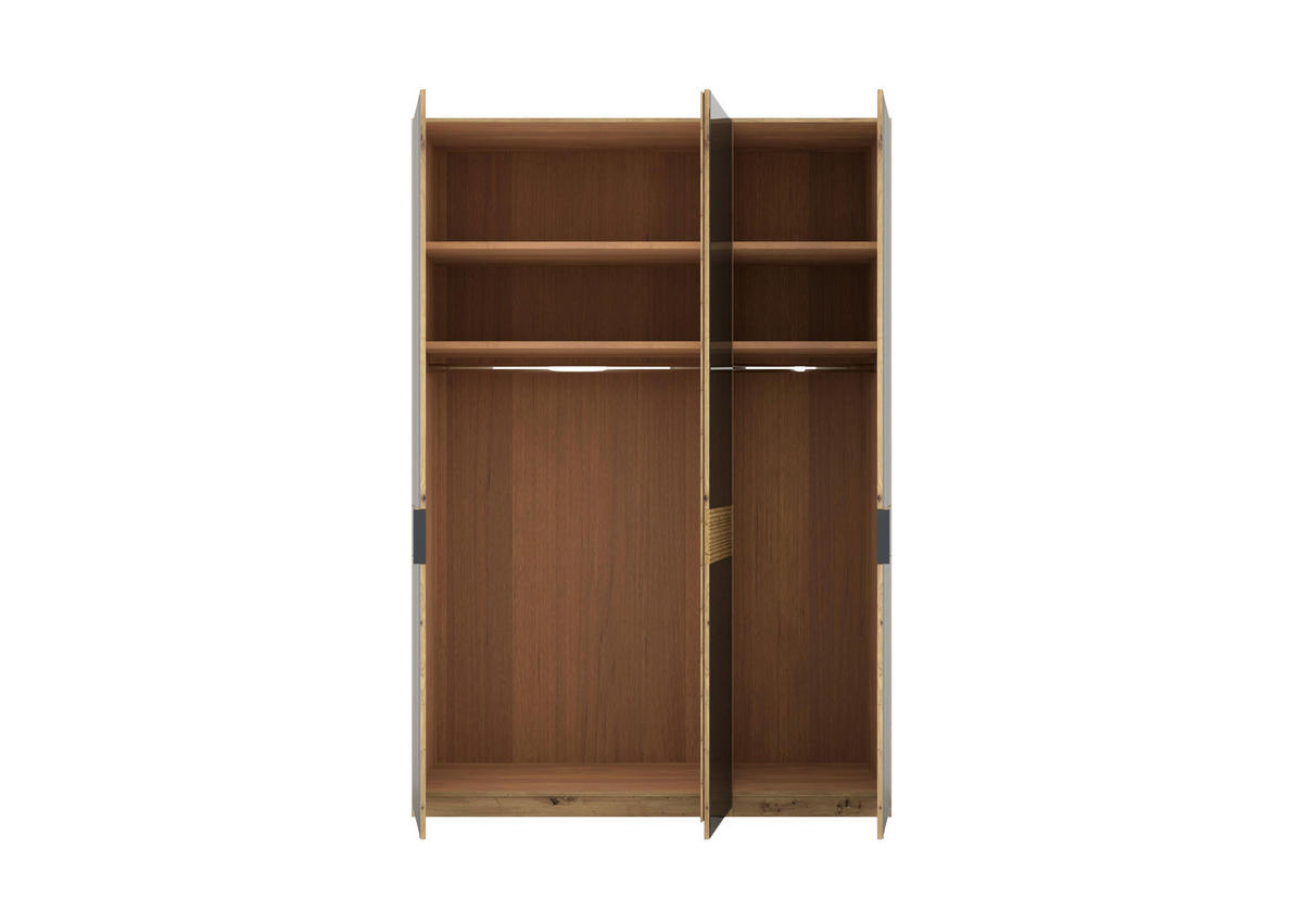 DREHTÜRENSCHRANK 150/216/58 cm,  in Eiche Bianco, 3 Tür(en)  - Schieferfarben/Eiche Bianco, Design, Glas/Holz (150/216/58cm) - Musterring