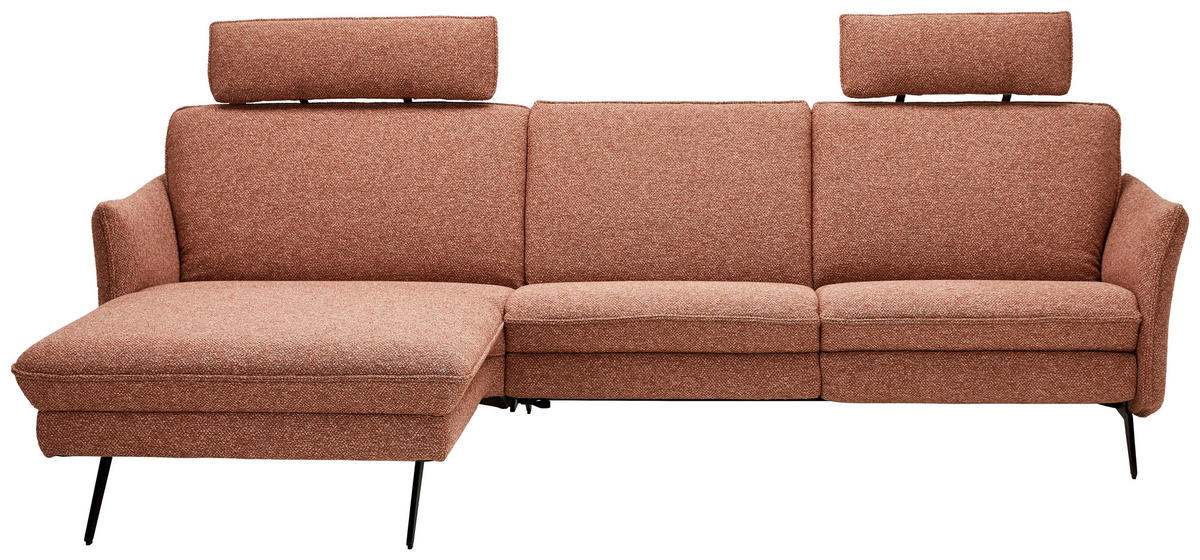 ECKSOFA in Flachgewebe Altrosa  - Anthrazit/Altrosa, Design, Textil/Metall (171/281cm) - Himolla