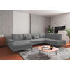 WOHNLANDSCHAFT in Flachgewebe Grau  - Schwarz/Grau, Konventionell, Textil/Metall (185/357/231cm) - Sit & More