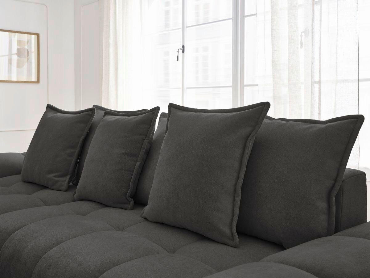ECKSCHLAFSOFA EVEREST  mit Rücken echt, Armteil links, Armteil rechts Struktur Schwarz  - Schwarz, MODERN, Kunststoff/Textil (318/180cm) - Livetastic