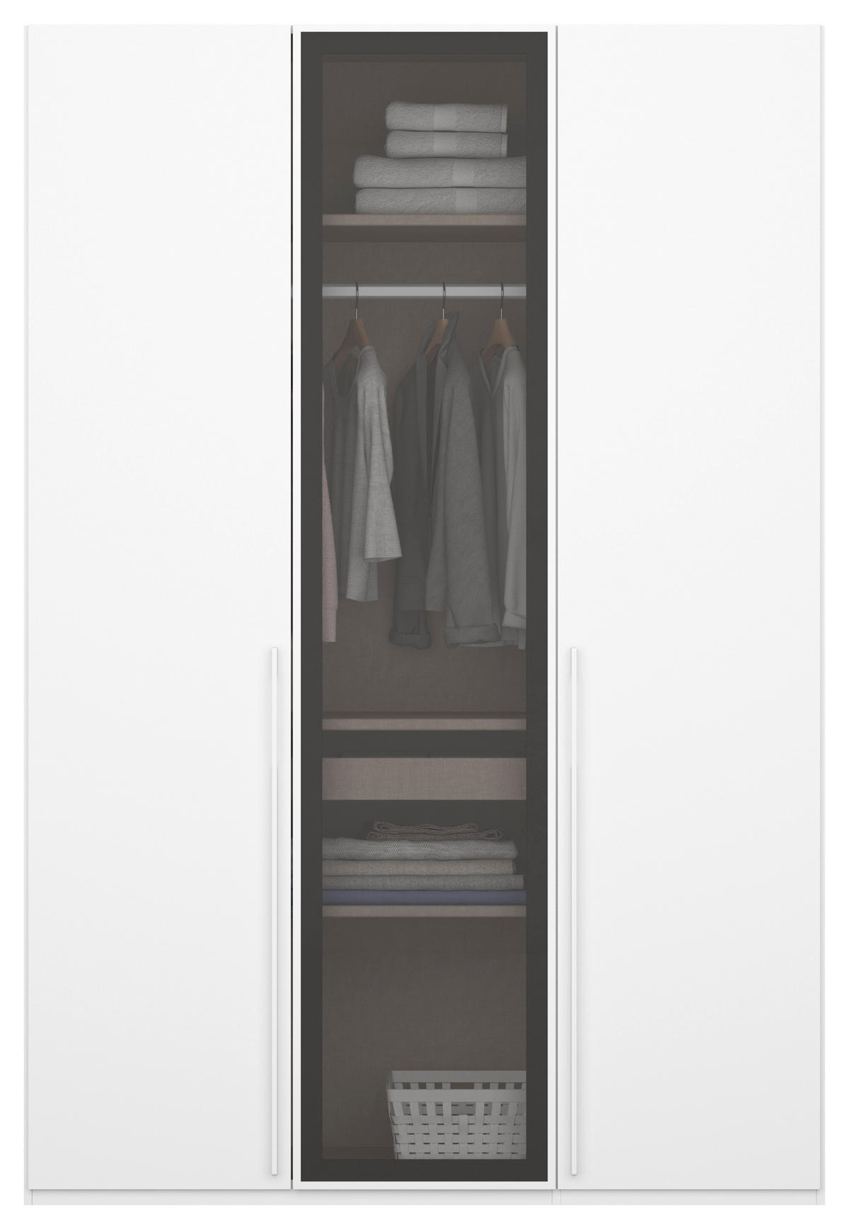 DREHTÜRENSCHRANK in Grau, Weiss  - Weiss/Grau, Trend, Glas/Holzwerkstoff (151/235/60cm) - Novel