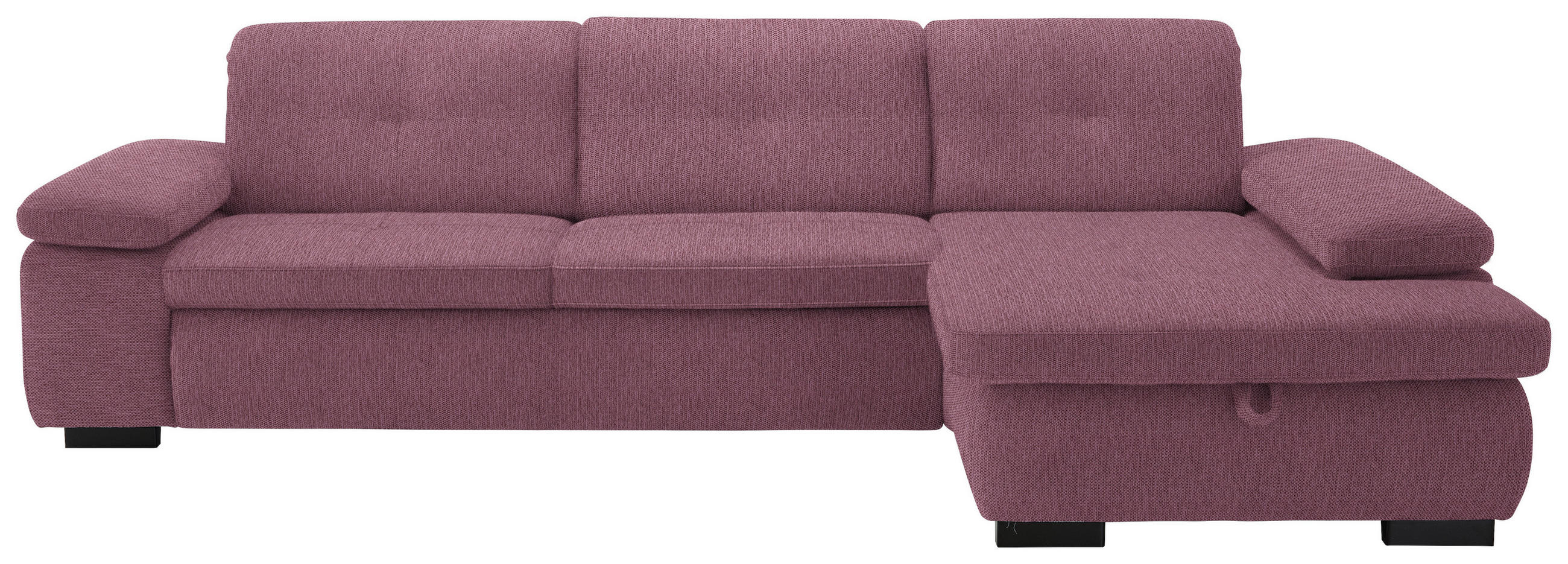 ECKSOFA in Flachgewebe Bordeaux  297/174 cm  - Bordeaux/Schwarz, Design, Textil/Metall (297/174cm) - Beldomo Style