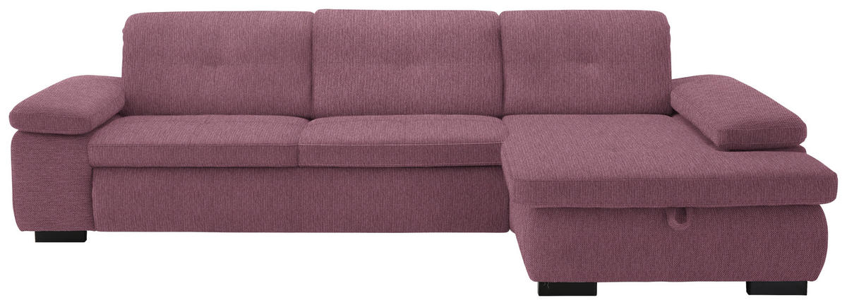 ECKSOFA in Flachgewebe Bordeaux  297/174 cm  - Bordeaux/Schwarz, Design, Textil/Metall (297/174cm) - Beldomo Style