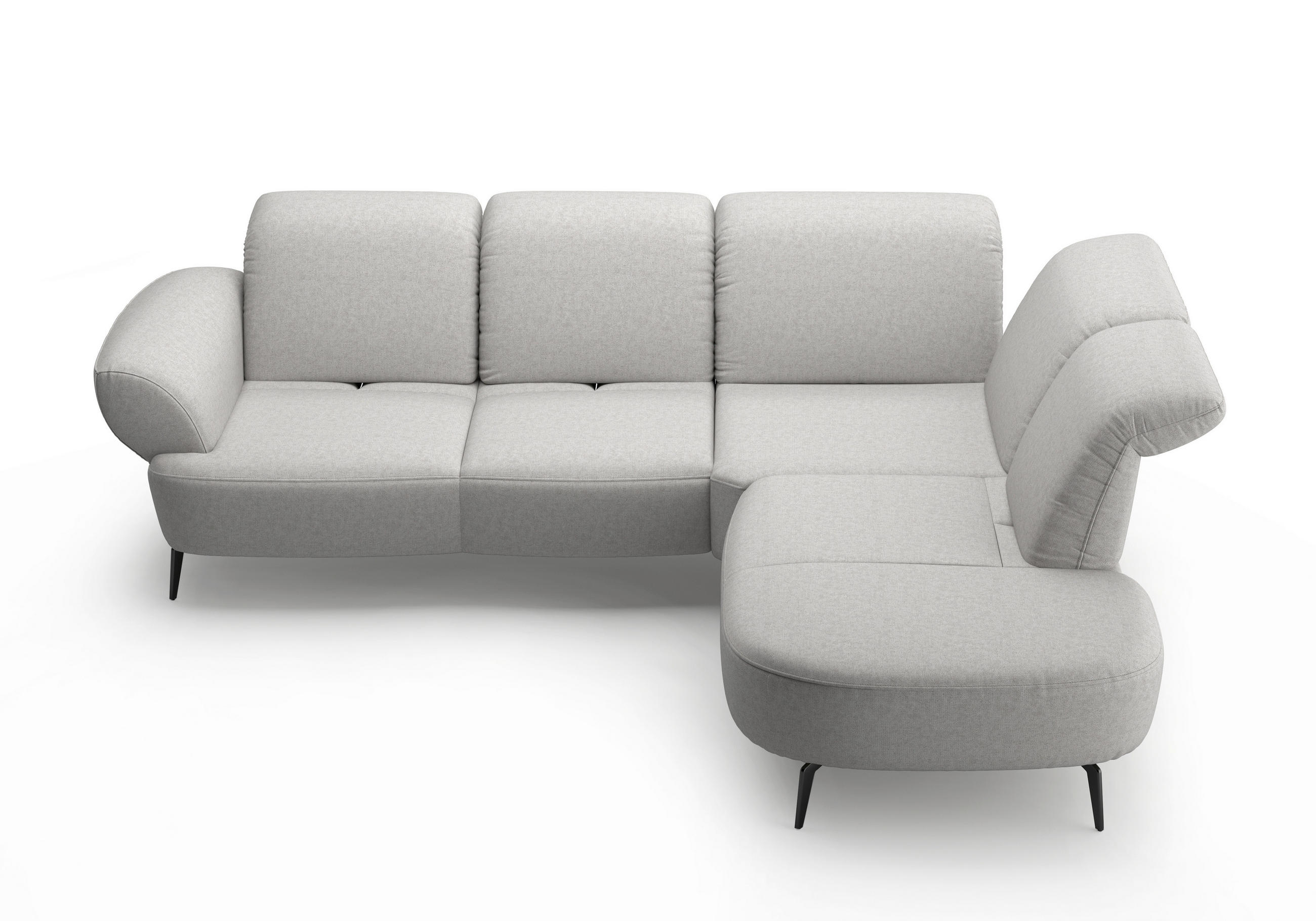 ECKSOFA in Flachgewebe Hellgrau - Hellgrau/Schwarz, Modern, Textil/Metall (302/270cm) - Sit & More