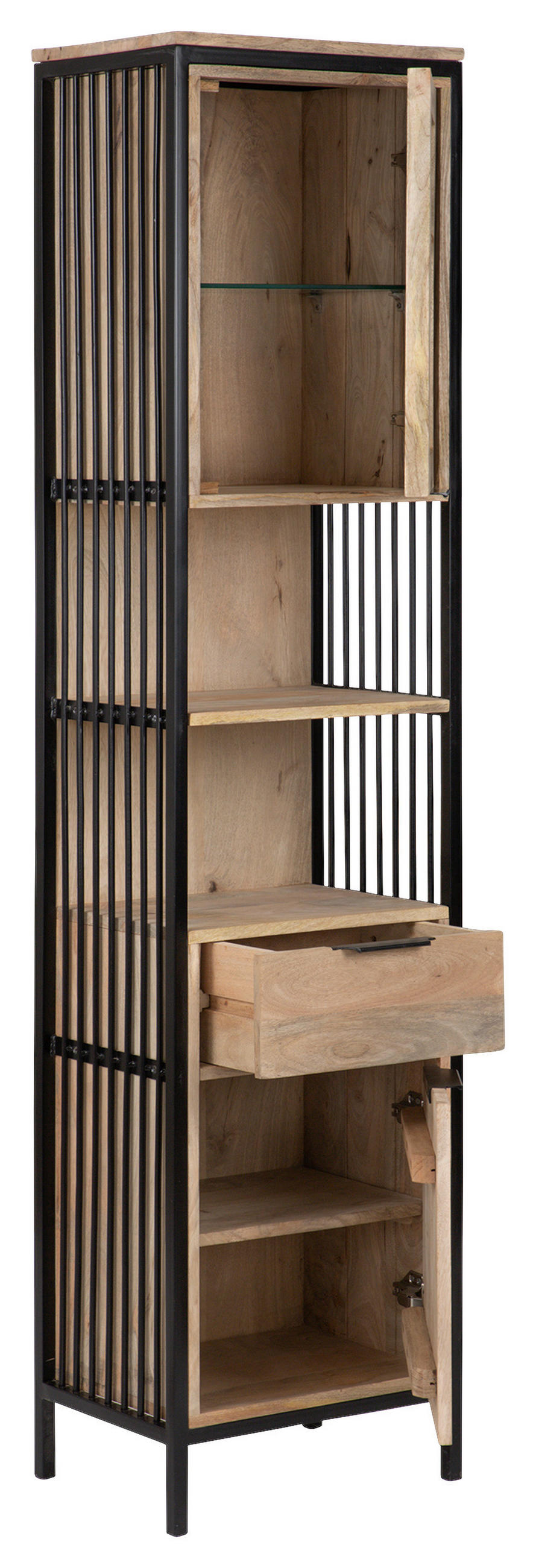 HOCHSCHRANK 43/180/30 cm  - Transparent/Schwarz, MODERN, Glas/Holz (43/180/30cm) - Livetastic