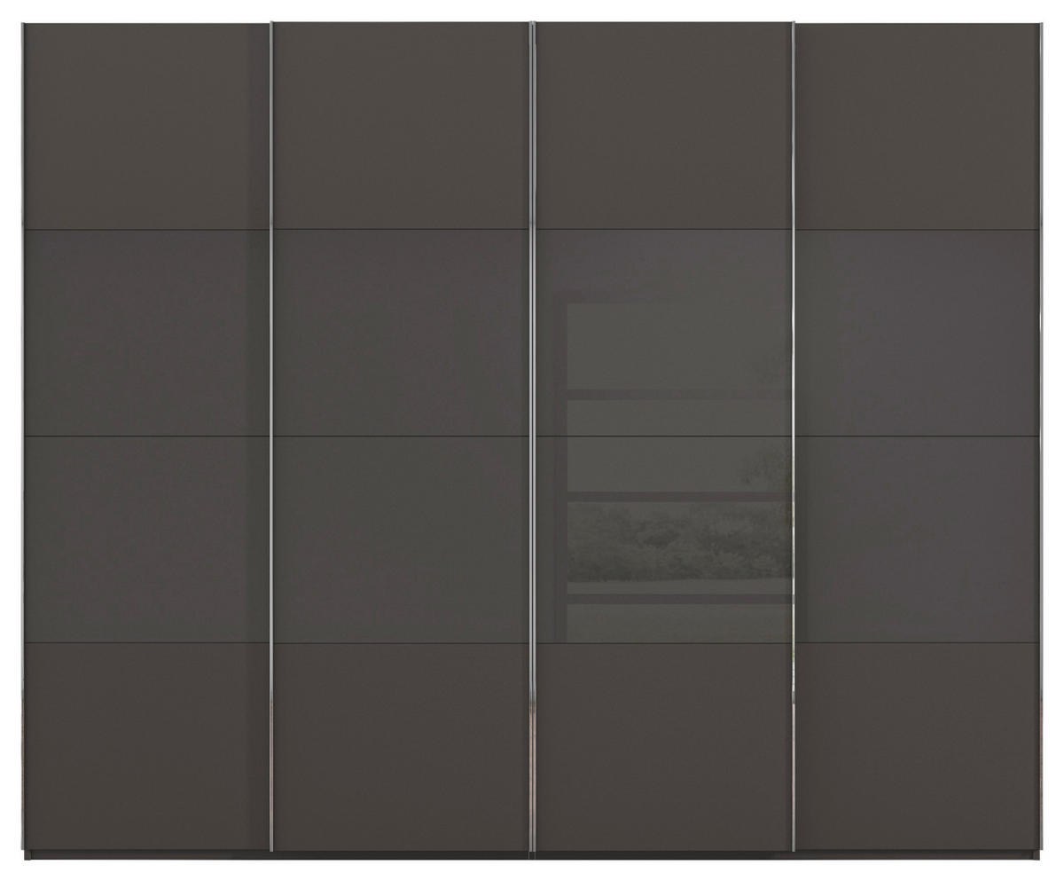 SCHWEBETÜRENSCHRANK 271/223/68 cm 4-türig Graphitfarben, Schwarz  - Chromfarben/Graphitfarben, KONVENTIONELL, Glas/Holzwerkstoff (271/223/68cm) - Novel