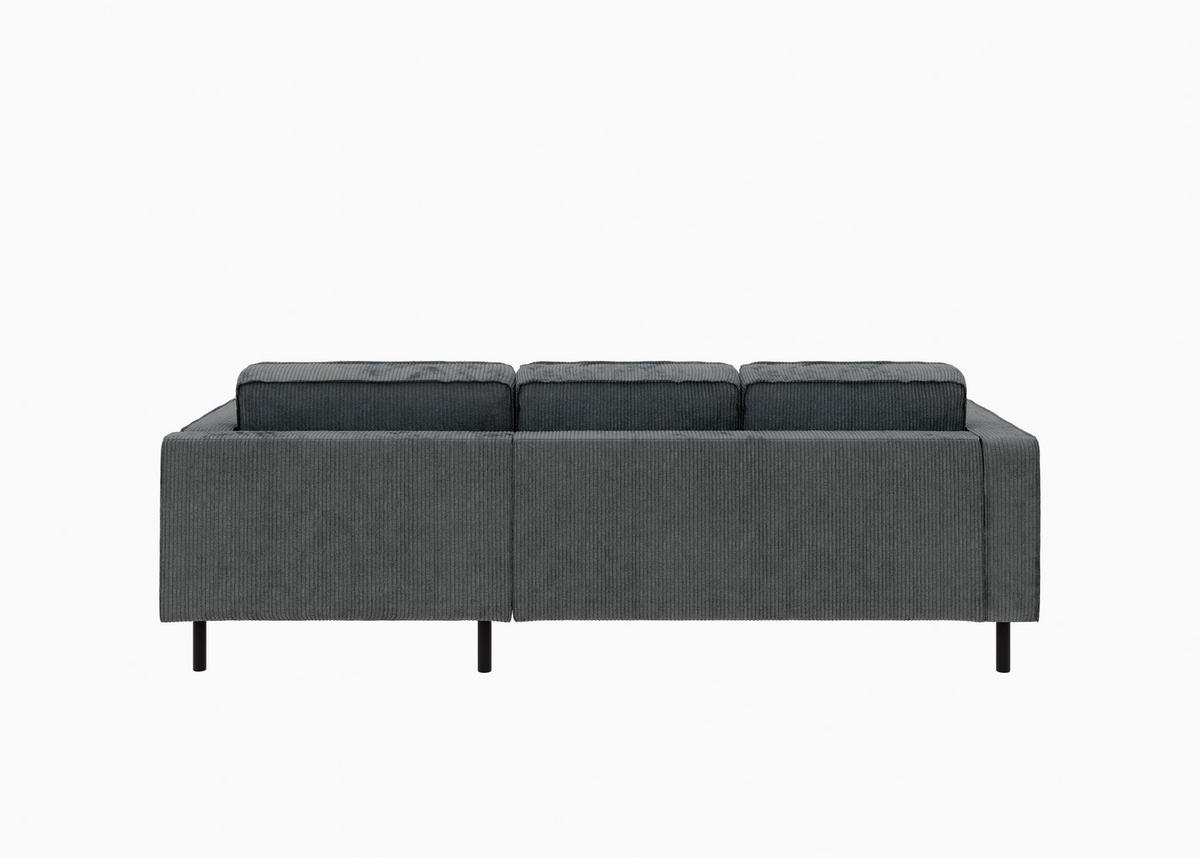 ECKSCHLAFSOFA WATKINS  mit Schlafen auf Sitzhöhe, Rücken echt, Armteil links, Armteil rechts Cord Dunkelgrau  - Dunkelgrau/Schwarz, MODERN, Textil/Metall (232/161cm) - Trendmanufaktur