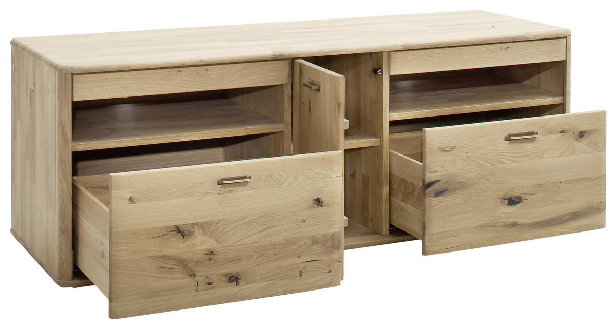 ÉLÉMENT TV  in 156/58/50 cm  - Eichefarben, Design, Holz/Metall (156/58/50cm) - Livetastic