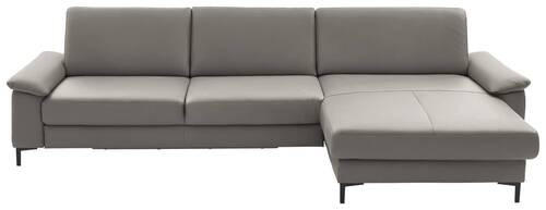 ECKSOFA in Echtleder Hellgrau  334/176 cm  - Hellgrau/Schwarz, Design, Leder/Metall (334/176cm) - Dieter Knoll