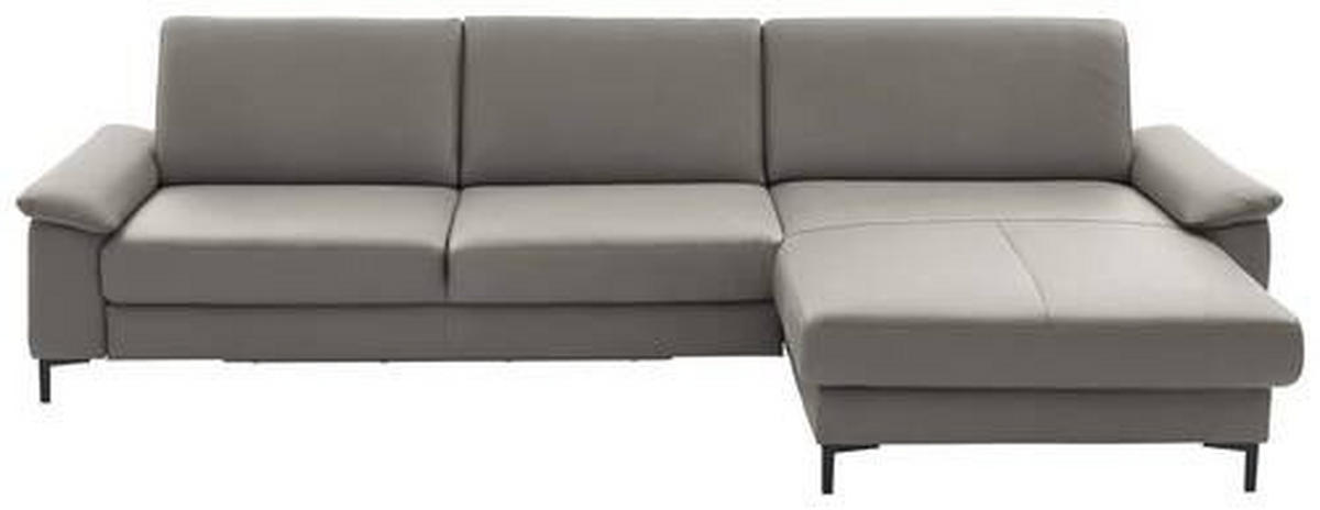 ECKSOFA in Echtleder Hellgrau  - Hellgrau/Schwarz, Design, Leder/Metall (334/176cm) - Dieter Knoll