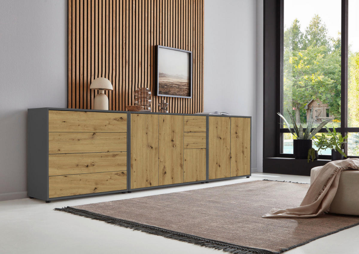 SIDEBOARD  in 263,5/73/33 cm  - Anthrazit/Schwarz, MODERN, Holzwerkstoff (263,5/73/33cm) - MID.YOU